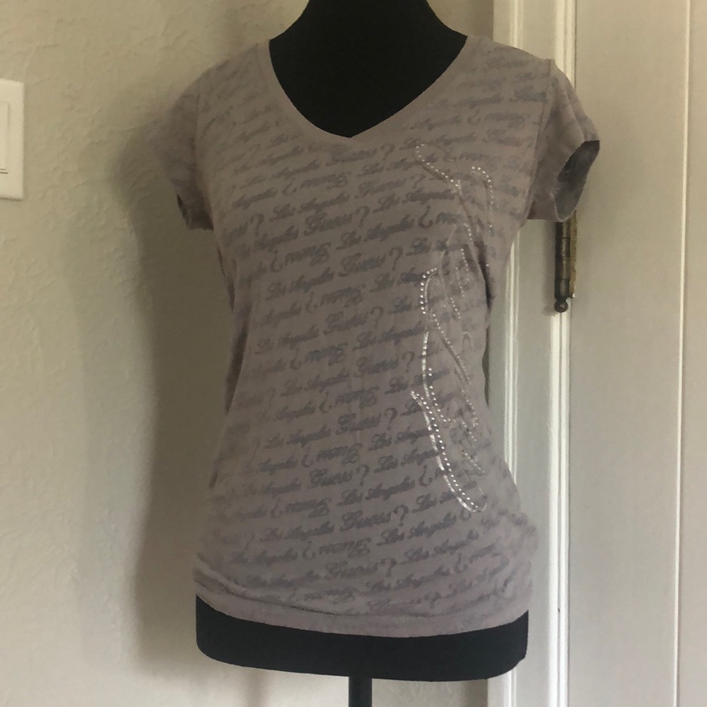 Ladies Grey Guess T-Shirt - Size Small